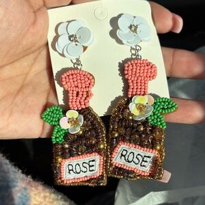 Beaded Rose Bottle Earrings